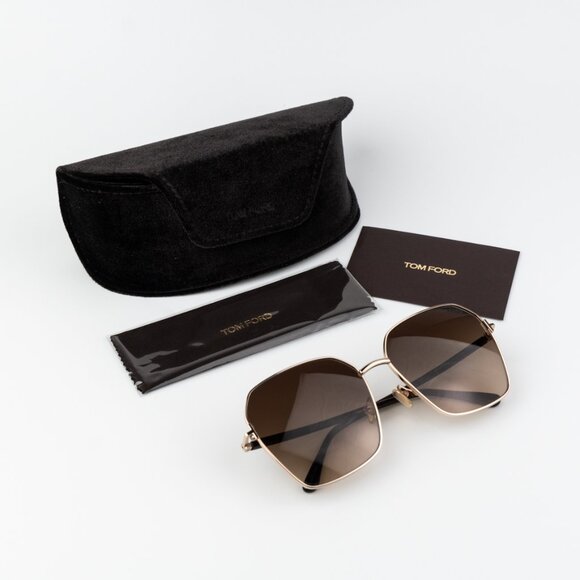Tom Ford CLAUDIA-02 Women Sunglasses Gold Brown Gradient Square FT0839 52F NEW - Picture 9 of 9